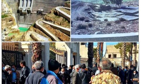 اعتراض کشاورزان به عدم پرداخت خسارات اراضی زیر آب رفته در پروژه سد هایقر فیروزآباد